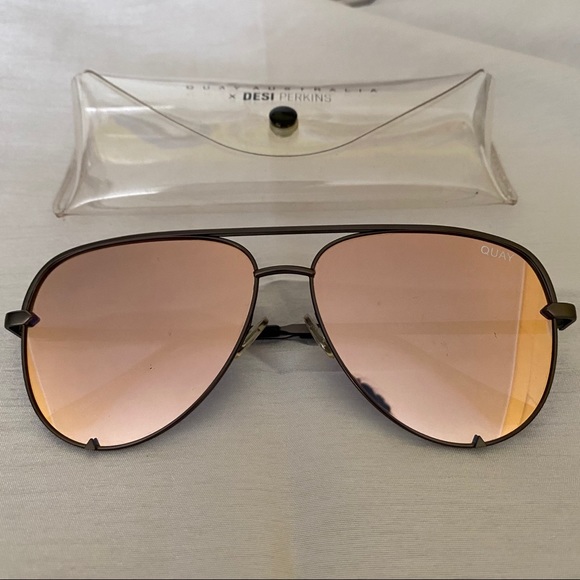 Quay High Key Gunmetal Rose Gold Sunglasses
